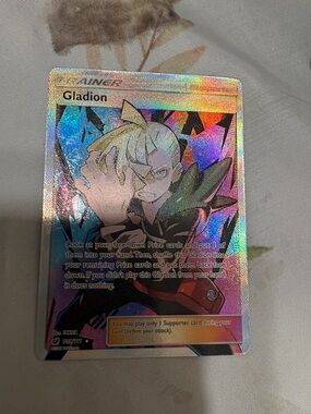 Gladion Full Art Holo Pokémon Trainer Card - Silver Holographic